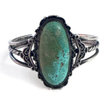 Vintage Native American Sterling Silver & Turquoise Cuff Bracelet Circa 1930s / 1940s (B002)