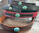 Leather Hat-band with Turquoise Stone, Adjustable, Cowgirl Hat Accessory