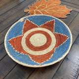 Woven Basket, Southwestern Geometric Design, 13.5" Bohemian Decor