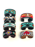 Unisex Leather Beaded Wide Cuff Bracelet / Bead Work Design