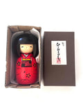 Usaburo Kokeshi Doll - Red Kimono Wooden Doll 5.70 Inches