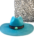 Leather Hat-band with Turquoise Stone, Adjustable, Cowgirl Hat Accessory