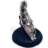 Size 6, Vintage Native American Statement Sterling Silver Ring with Onyx Stones
