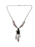 Vintage Navajo Sterling Silver & Onyx Feather Necklace, By S. A. ARVISO (N037)