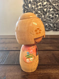 Kokeshi doll 5.5" tall/ Handcrafted Kokeshi Wooden doll/ Brown Kimono Ornament, Kokeshi doll, Kokeshi doll vintage