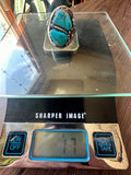 Size 14 Vintage Men's Native American Sterling Silver Turquoise Ring, Signed, Shadowbox Ring
