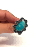 Sz 7, Vintage Navajo Sterling Silver & Turquoise Ring (A212)
