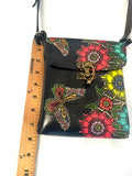 Mexican Hand Tooled Leather Crossbody Bag/ Adjustable Strap
