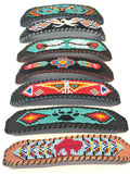 Unisex Leather Beaded Wide Cuff Bracelet / Bead Work Design
