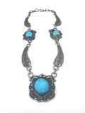 Vintage Navajo Turquoise Sterling Silver Necklace, Jay Livingston