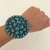 Huge Vintage Native American Navajo Kingman Nugget Turquoise Cuff Bracelet.