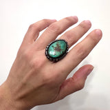Vintage Navajo Sterling Silver Royston Turquoise Ring, Size 7.75, Leslie Yazzie