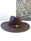 Leather Hat-band with Turquoise Stone, Adjustable, Cowgirl Hat Accessory