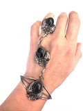 Vintage Navajo Sterling and Onyx Slave Bracelet, Ring Size 6.75  Signed Y