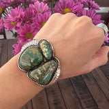 Vintage Native American Sterling Silver & Royston Turquoise Cuff Bracelet (B027)