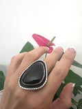 Large Tom Coriz Santo Domingo Black Onyx & Sterling Silver Ring SZ 8 3/4