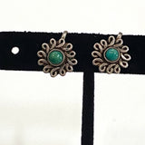 Old Vintage Turquoise Sterling Screw Back Earrings (E005)