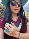 Size 5.5 Vintage Zuni/ Navajo Museum Quality Sterling Silver & Turquoise Ring, Unsigned, (A189)