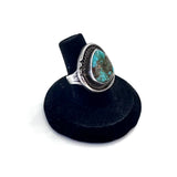 Size 6.75  Vintage Nevada Turquoise Sterling Silver Ring (A052)