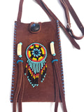 Small Handmade Medicine Leather Bag with Seed Bead Work