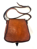 Vintage Leather Crossbody Bag, Southwestern Style, Woven Textile Leather Purse
