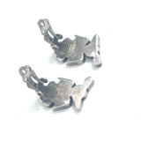 Vintage Zuni Sterling silver channel inlaid bird clip-on earrings