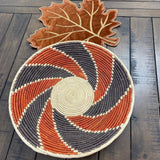 13.5" Woven Shallow Basket, Southwestern Style Decor