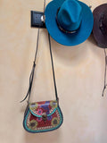 Mexican Tooled Leather Shoulder Bag/ Adjustable Strap, Boho Bag