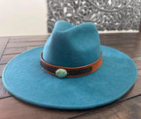 Leather Hat-band with Turquoise Stone, Adjustable, Cowgirl Hat Accessory