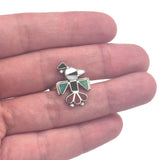 VTG Zuni Sterling Silver Thunderbird Turquoise Multi Stone Inlaid Ring Sz 5