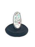 Mexican Vintage Abalone, Sterling Silver Saguaro Cactus Ring