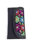 Leather Trifold Wallet, Embroidered Design Wallet With Check Book Slit
