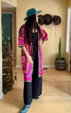 Uzbek Vintage Fully Embroidered Kimono Coat Size M, Suzani Robe Dress