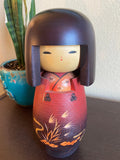 10" Vintage Japanese Kokeshi Doll, Hand-Carved Kimono Art