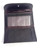 Leather Trifold Wallet, Embroidered Design Wallet With Check Book Slit