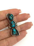 Size 7.5 Vintage Native American Sterling Silver & Turquoise Ring.  A035