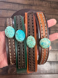 Leather Hat-band with Turquoise Stone, Adjustable, Cowgirl Hat Accessory