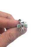 VTG Zuni Sterling Silver Thunderbird Turquoise Multi Stone Inlaid Ring Sz 5