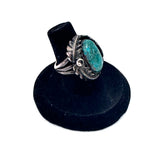 Size 6.5 Vintage Green Turquoise Sterling Silver Ring, Navajo, Native American (A002)