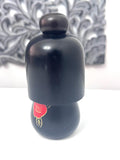 6'' Vintage Kokeshi Doll / Japanese Art/ Japanese Crafts , Black Kimono with Flowers