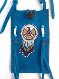 Small Handmade Medicine Leather Bag with Seed Bead Work
