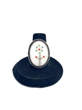 Old Pawn Sterling Silver & Mother Of Pearl Wildflower Inlay Zuni Ring (R055)
