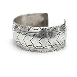 Vintage Southwestern Solid Sterling Silver Pattern Stamped Cuff Bracelet (B050)