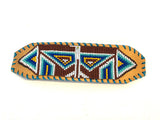 Unisex Leather Beaded Wide Cuff Bracelet / Bead Work Design