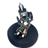 Vintage Zuni Kachina Ring, Multi-Stone Inlay Sterling Silver, Size 7.5
