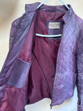 Vintage Purple Genuine Leather Jacket, Quilted, Size 36/M