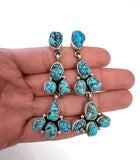 Navajo Sterling Silver Turquoise Dangle Earrings, Handmade by Mary Jane Garcia