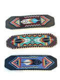 Unisex Leather Beaded Wide Cuff Bracelet / Feather Bead Work Design