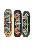 Unisex Leather Beaded Wide Cuff Bracelet / Bead Work Design