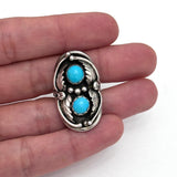 Size 6.25  Vintage Southwestern Sterling Silver Turquoise Ring (A030)